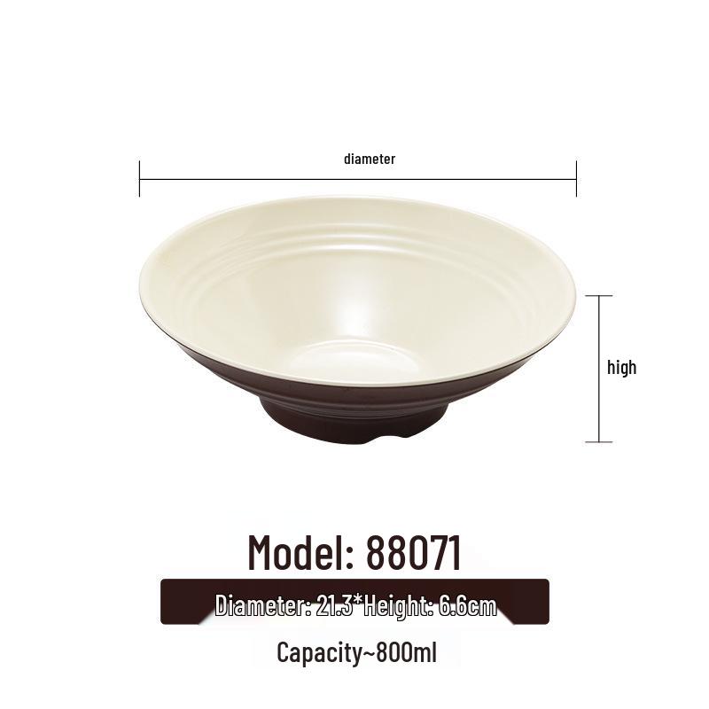 Melamine White Noodle Bowl, Imitation Porcelain, Large Plastic Soup/Rice Bowl for Commercial Use.