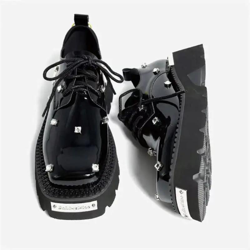 Women Loafers Crystal Platform Chunky Mary Janes Shoes 2025 Casual Sport Sandals Luxury Trend Sneakers Lace Up Woman