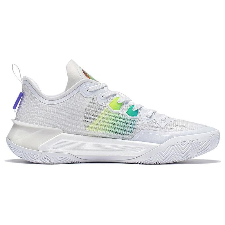 LiNing Blade 3 V2 Rainbow Durable Breathable Low-Top Basketball Shoes Unisex sneaker Fluorescent-White Yellow ABAT057-4