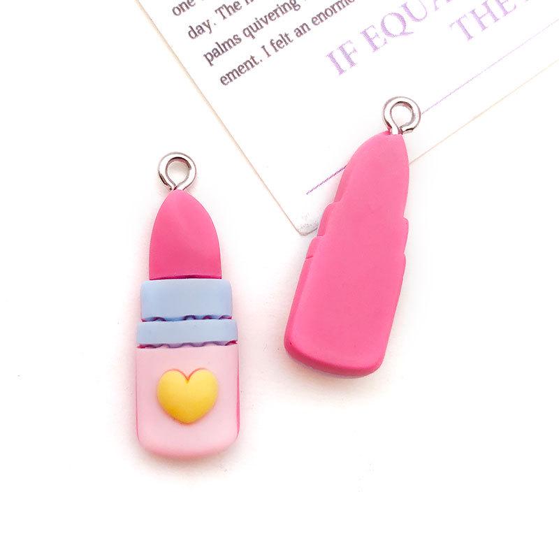 DIY Resin Pendant: Rose Red Lipstick Candy Butterfly Teddy Bear Ice Cream Milk Bottle Charm