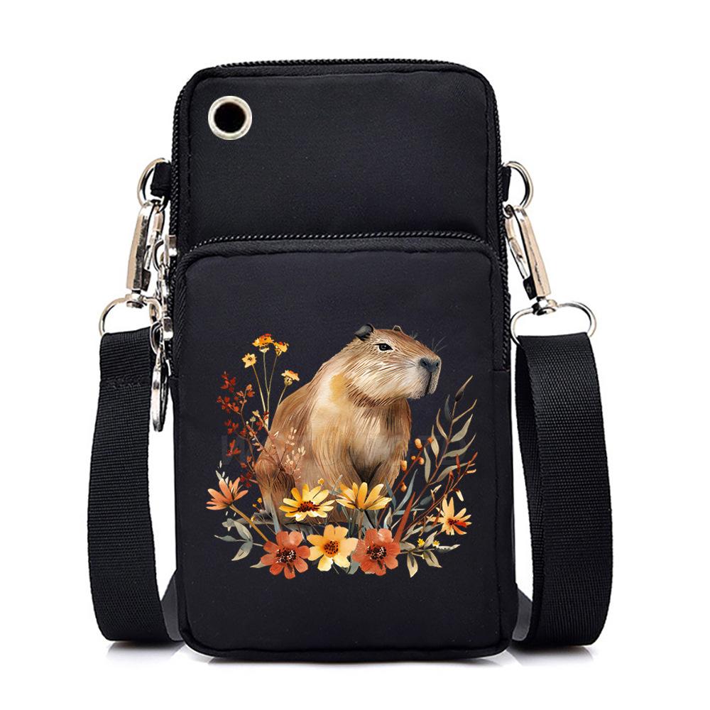 

Многофункциональная вертикальная черная наплечная сумка с мультяшным принтом, повседневная, портативная сумка-мессенджер для мобильного телефона для мужчин и женщин No Spec