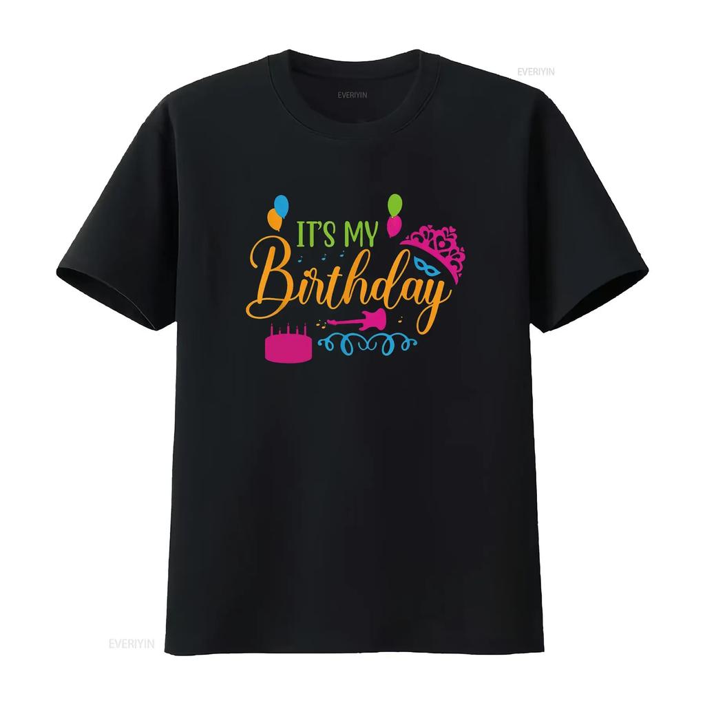 Womens It s My Birthday Happy T Shirt vintage Washed homme Breathable graphic Soft Stretched Comfortable Slightly