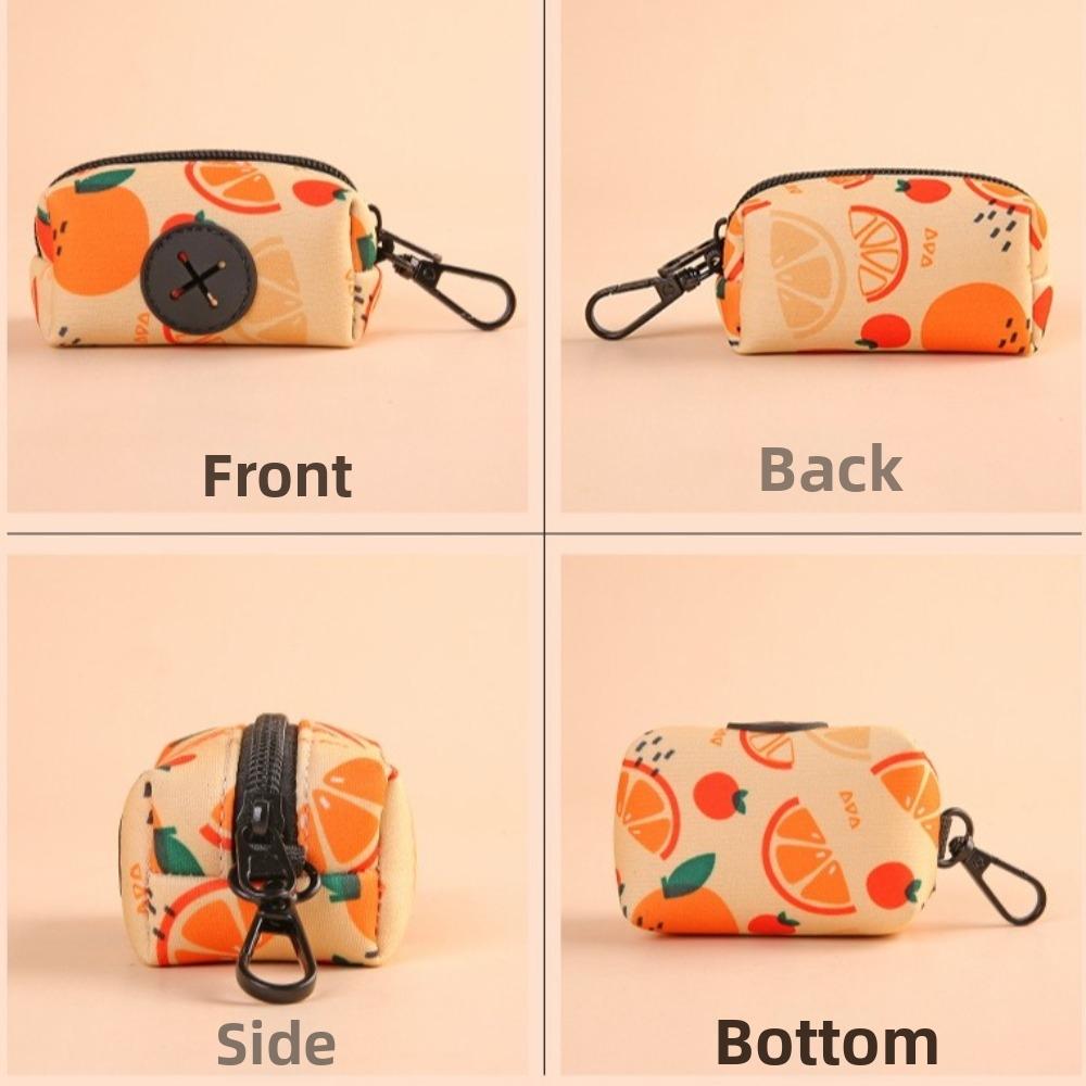 New Cute Fruit Pattern Dog Poo Bag Holder Waterproof with Buckle Waste Bag Holder Zipper Poo Bag Dispenser for Dog Leash