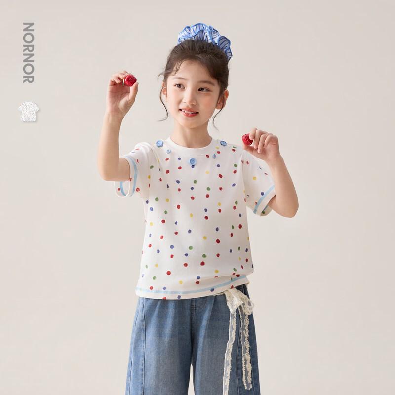 LUSON Girls  Polka Dot Short Sleeve T-Shirt 140