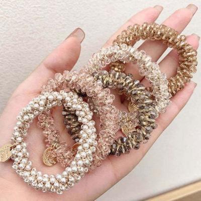 Beaded Hair Bands Hair Elastic Bands Fashion Accessories X (Pack of 4)