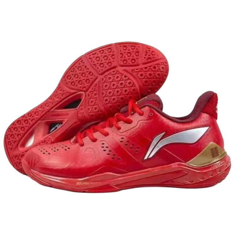 Li Ning Cloud Thunder Cushioning Slip Resistant Abrasion Resistant Low Top Badminton Shoes Unisex Red AYAS028-3