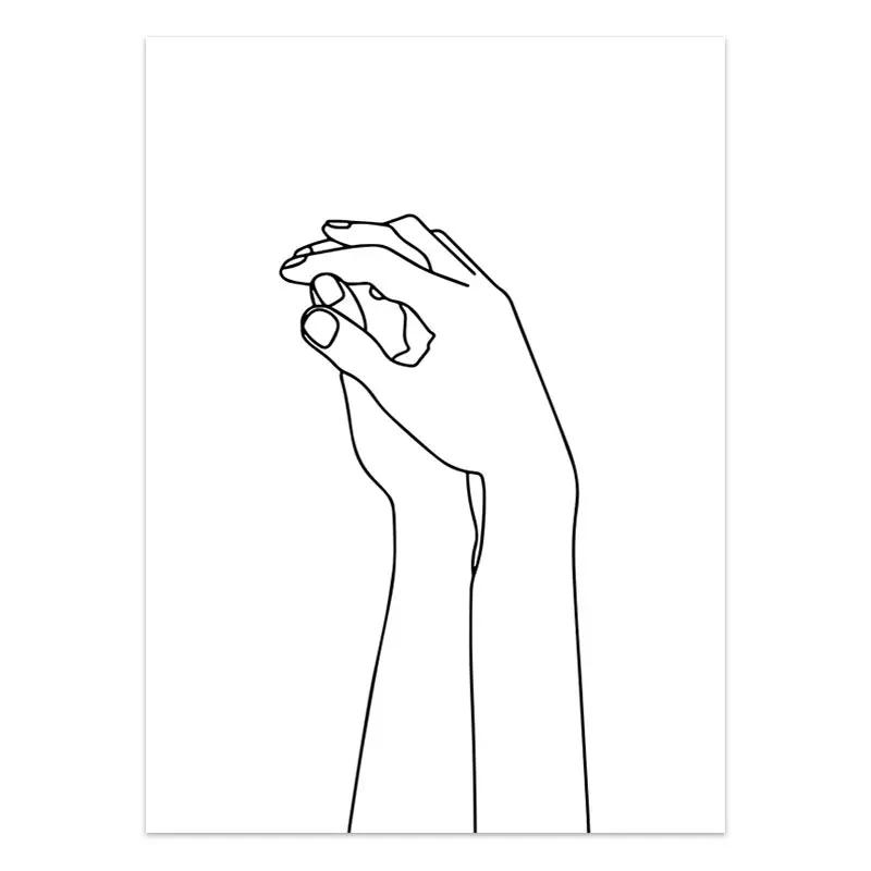 Black White Couple Line Wall Art Canvas Painting Line Drawing Hand Love Kiss Posters and Prints Nordic Picture Living Room Decor
