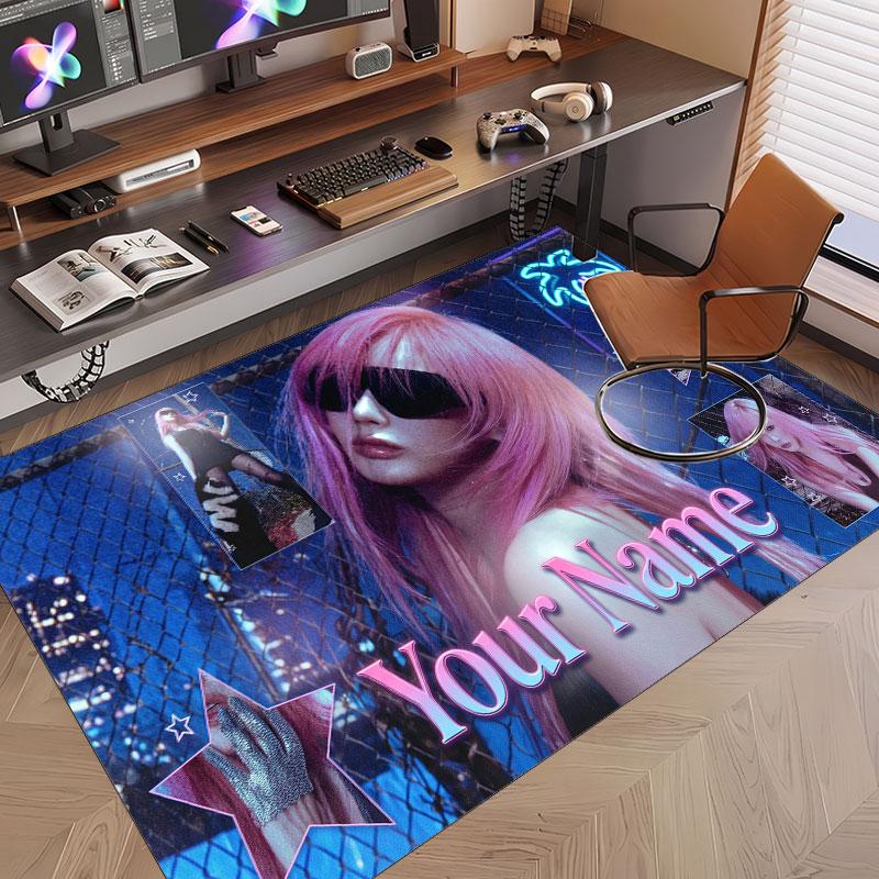Custom Name Crystal Velvet Rug,aespa Comfortable Anti Slip Floor Mat For Room Decoration