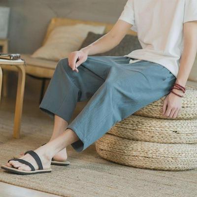 Heren Zomer Linnen Korte Broek - Dunne Ijs Zijde Katoen, 7/8 Lengte, voor Tieners & Studenten, Losse Casual Pasvorm