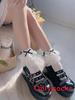 Lolita Cotton Socks With Lace Ruffle Bow For Girls Spring Casual Wear