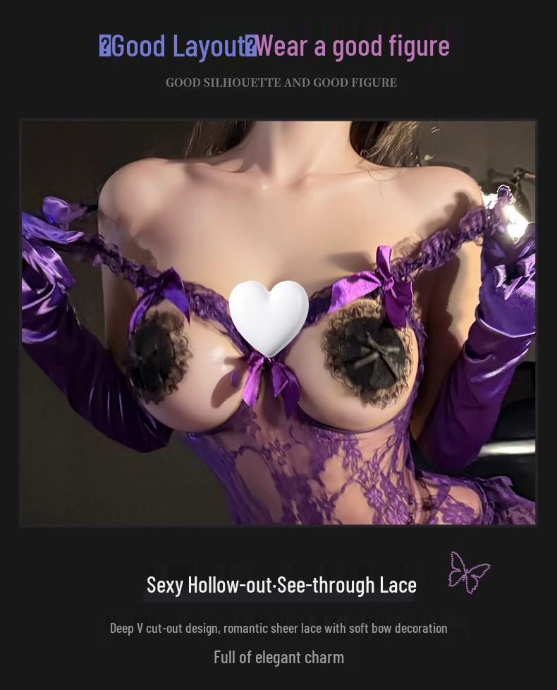 Plus Size Open Crotch Bodysuit Pajamas - Removable, Sexy Couple's Lingerie