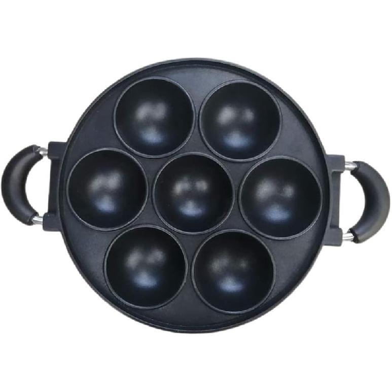 7-Hole Cast Iron Omelette Pan Non-Stick Cooking Pot Breakfast Egg Cooking Pie Cake Mold Kitchen Cookware Omelette Pans Nonstick Flip