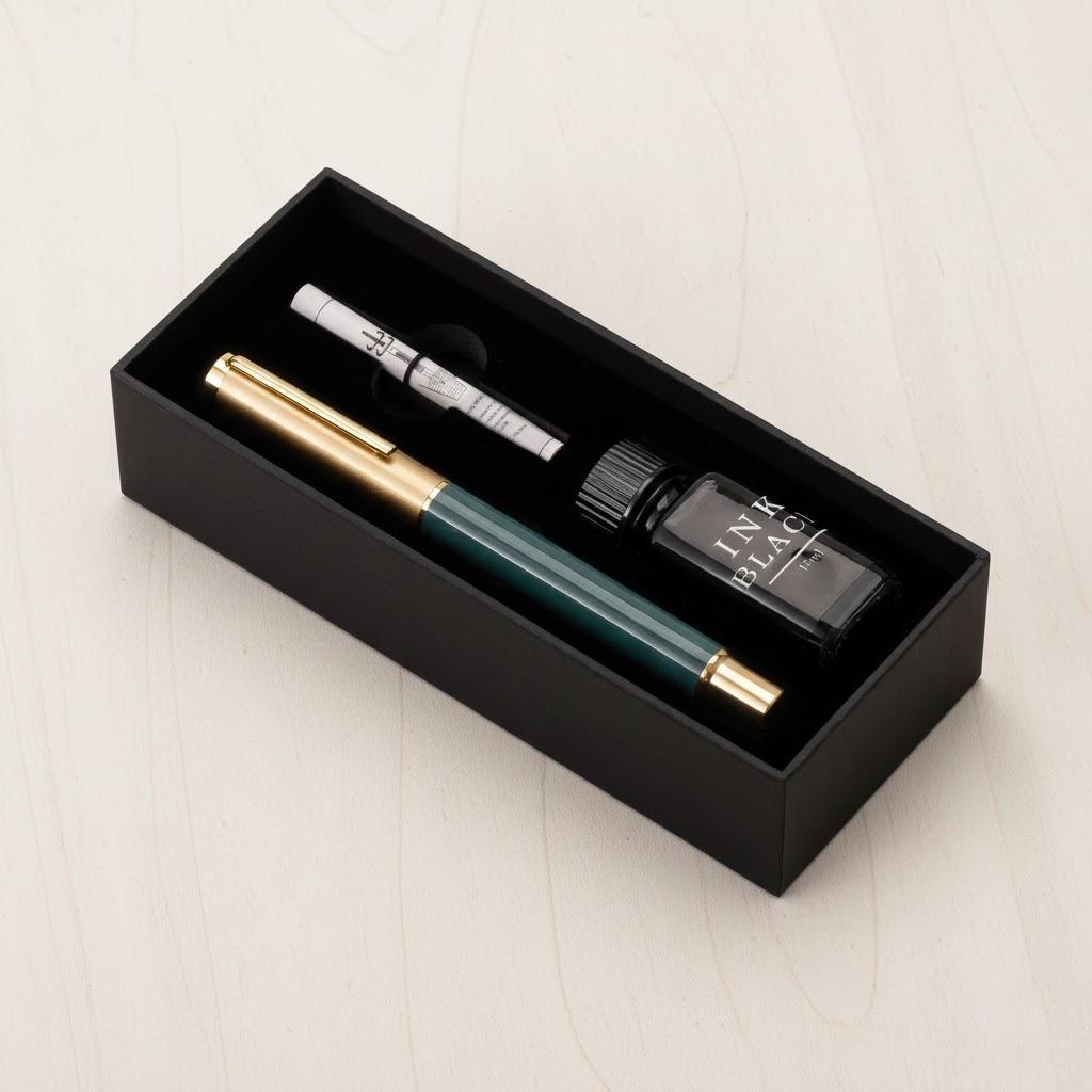Premium Medium Nib Resin Fountain Pen Set 15ml Ink Gift Box Writing Note-Taking Calligraphy