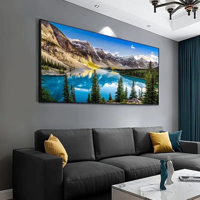 1pc Canvas Poster Modern Art Lake Light Mountain Color Mountain Water Painting Beautiful Scenery Living Room Home Decoration