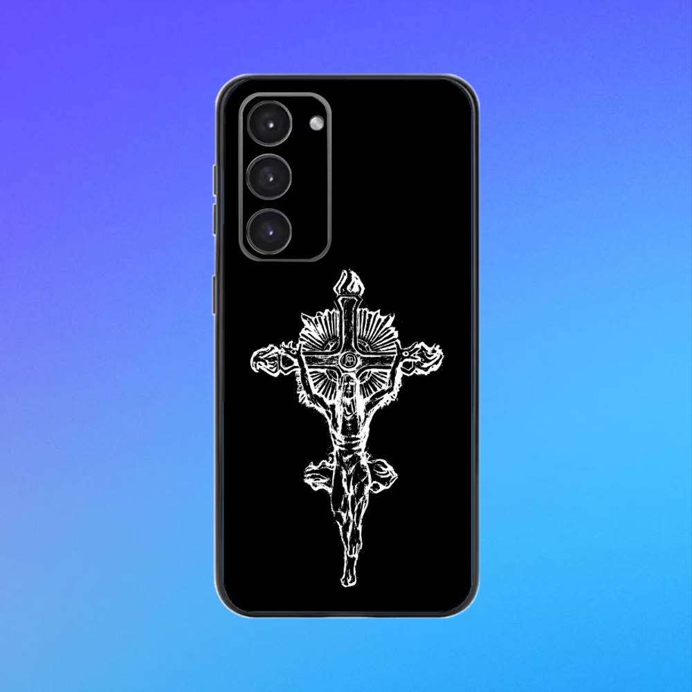 O-Orthodox Cross Icon Phone Case For Samsung A73,A72,A71,A70,A53,A52,A51 Black Soft Case