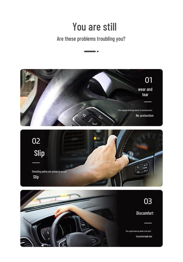 Genuine Leather Hand-Stitched Steering Wheel Cover for Honda Civic, Accord, CRV, HR-V, Fit, and Guandao Models