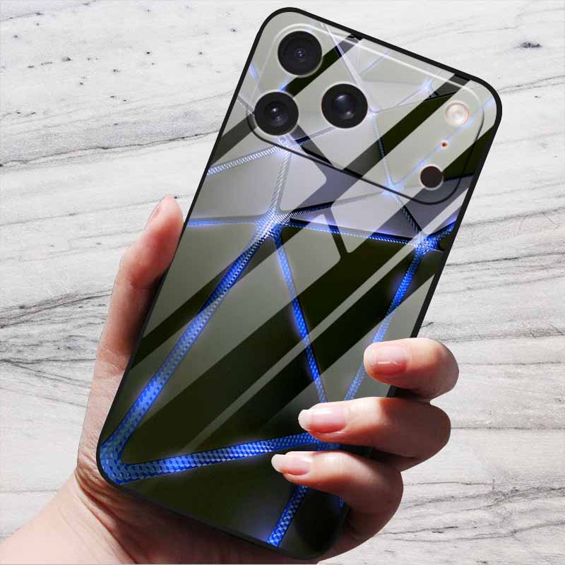 Cartoon Patterns Case For iPhone 17 Pro Plus Capa 17 Pro Max Bumper Luxury Tempered Glass Hard Back Cover iPhone17 Air Funda