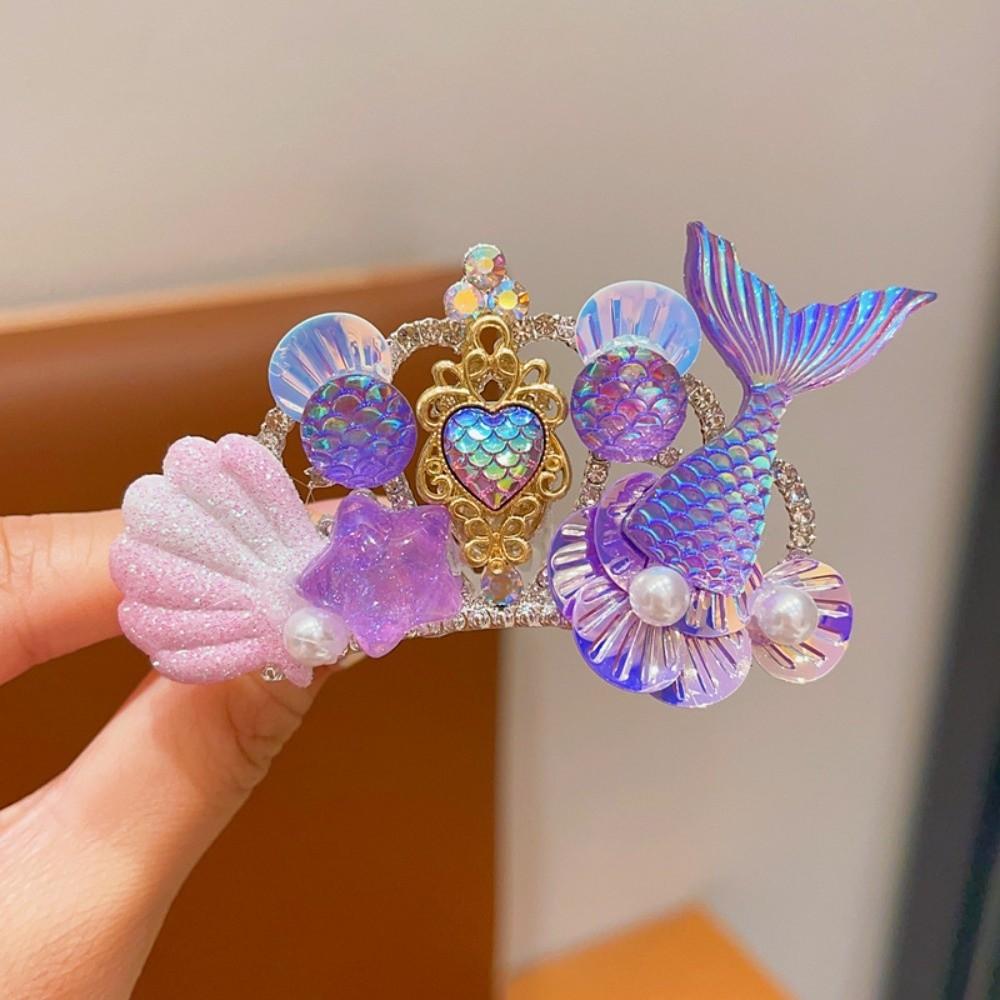 

Marine Style Mermaid Princess Crown Headwear Hair Fork Cute Hair Comb Girls 5