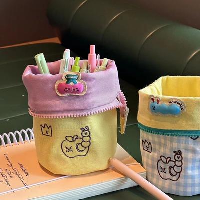 Japanese Vertical Flip Pencil Case, Student Large Capacity Pencil and Stationery Storage Bag Office Desk Accessories