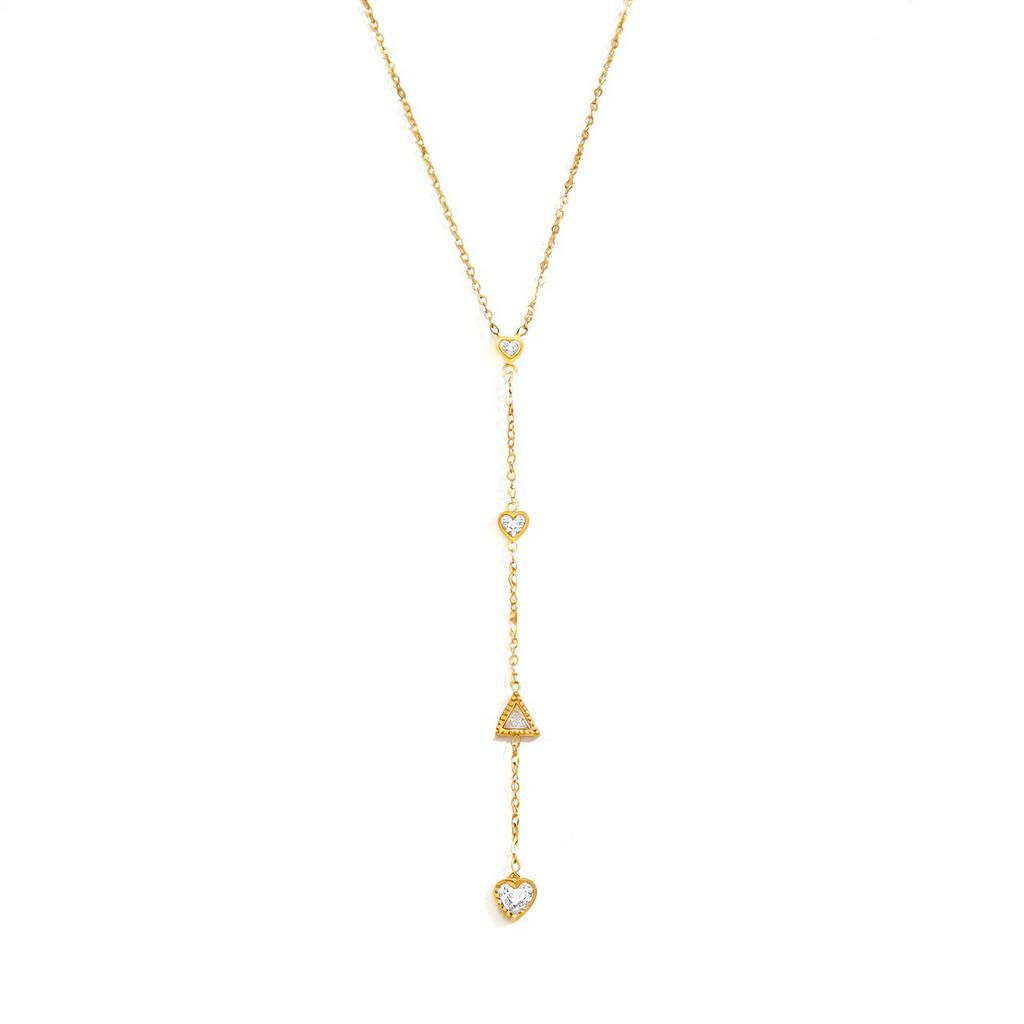 Einfacher Y-förmiger Pentagramm-Mond-Ovaler Liebes-Geometrischer Anhänger Mit Diamanten Leichter Luxus Halskette