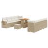 Canapé de jardin 11 pièces Beige Poly Rattan Acacia, Salle à manger jardin 3 pièces Beige Poly Rattan Acacia 3361721