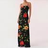 Damen Off-the-Shoulder Sexy Silky Floral Print Langes Kleid