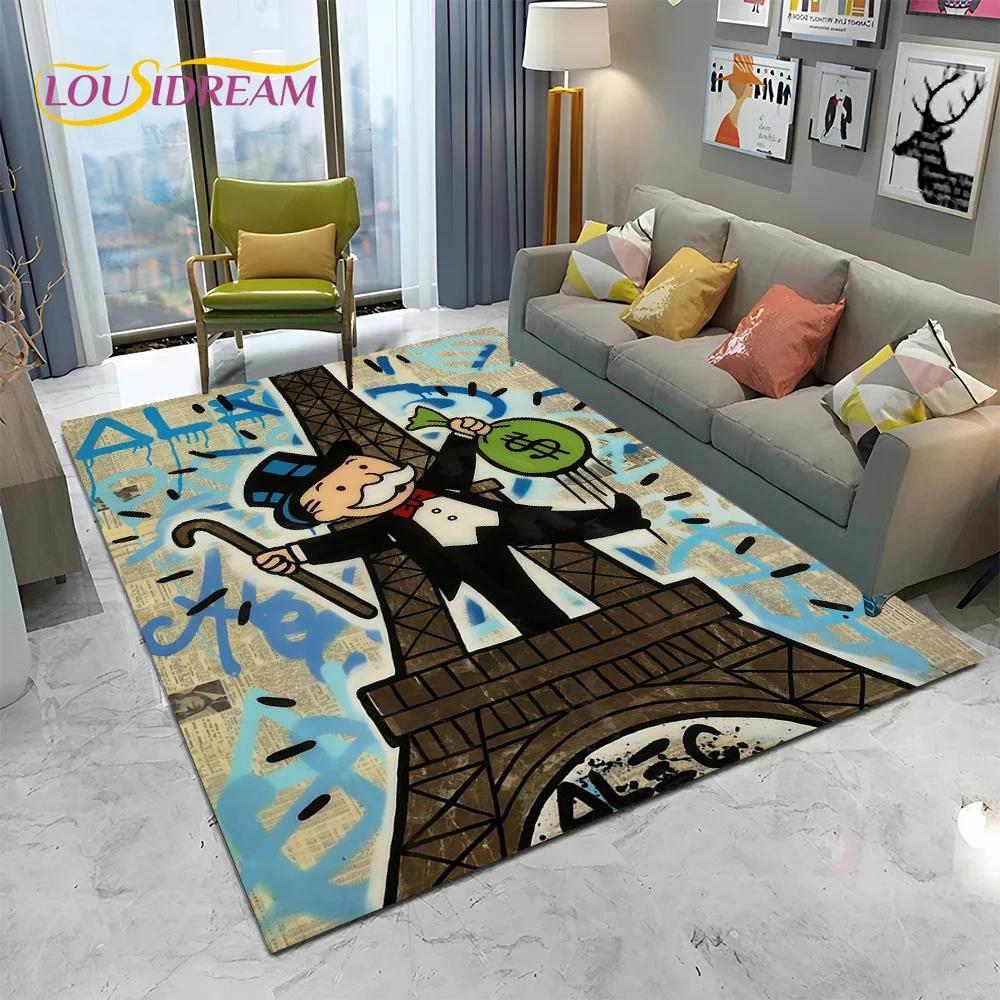 Retro Games Dollar Monopoly Cartoon Carpet Rug for Home Living Room Bedroom Sofa Doormat Decor,kids Area Rug Non-slip Floor Mat