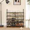 Slim Shoe Cabinet, Metal Shelf, Foldable Shoe Rack, Black Frame