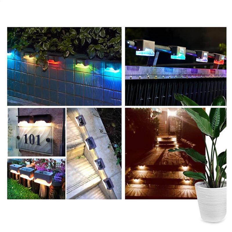 Warm Light Source LED Solar Step Lamp Path Stair Outdoor Garden Lights Waterproof Light Decoration For Patio Stair 4 Pcs