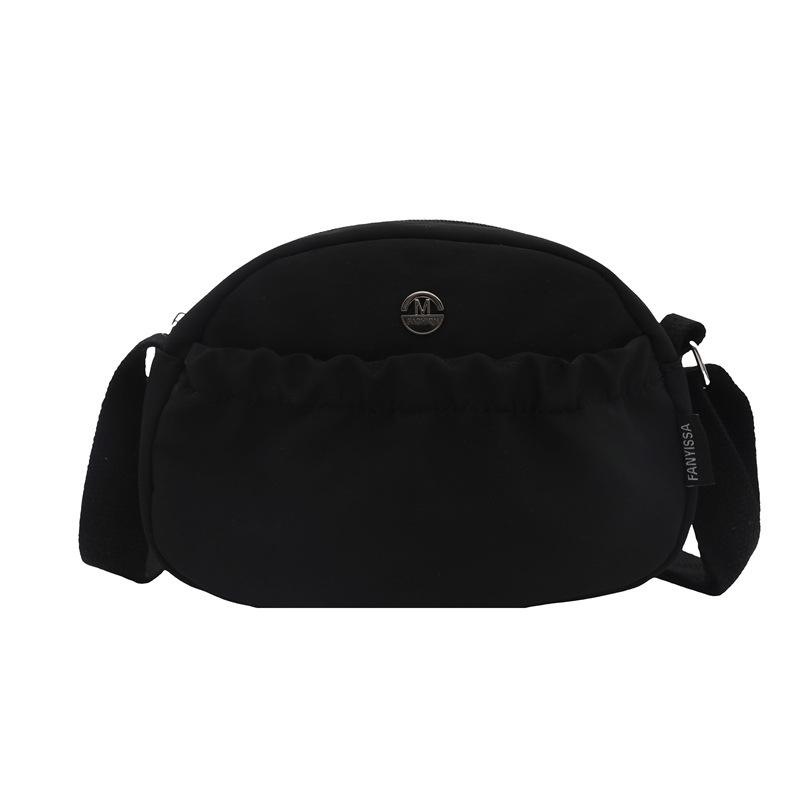 New small fresh soft surface solid color shoulder cloth bag, trendy casual small bag, crossbody mobile phone bag чёрный
