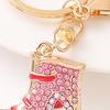 Rhinestone Striped Roller Skates Keychain Alloy Key Ring Backpack Schoolbag Hanging Decoration Bag Charm Purse Pendant