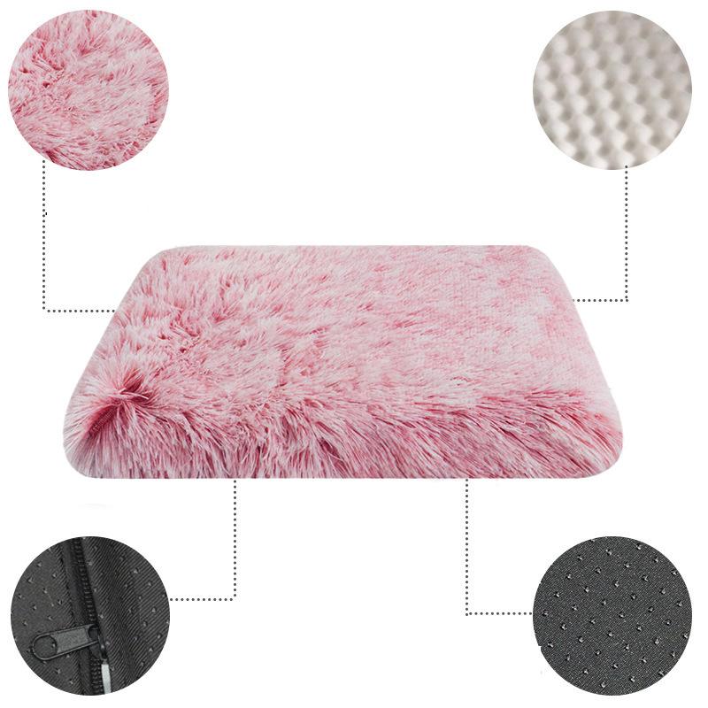 Luxurious Cozy Square Plush Large Dog Bed Thickened Washable Pet Sofa Bed with Non-Slip Detachable Cover Pet Indoor Furniture