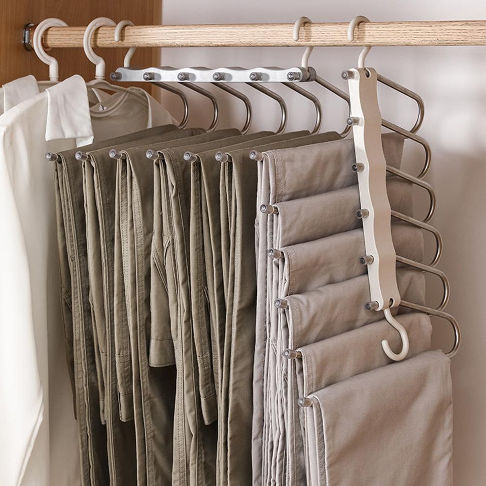 Stainless Steel Trouser Hanger With Double Hooks Space Saving Clothes Drying Rack For Scarfs