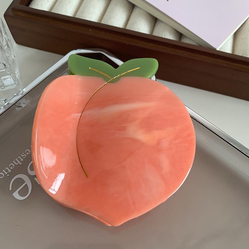 Summer New Fashion Fruit Hair Accessories Sweet Cute Colorful Apple Peach Acetic Acid Shark Clip For Woman Girls