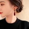 Vintage Red and White Earrings for Women, Simple Geometric Drip Oil Long Earrings, Trendy and Fashionable Earrings