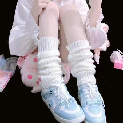 Japanische JK-Uniform, Lolita-Stil, lockere Socken, lose Stiefel, einfarbig, gestrickt, Winter-Beinwärmer, Socken, Fußwärmerbezug