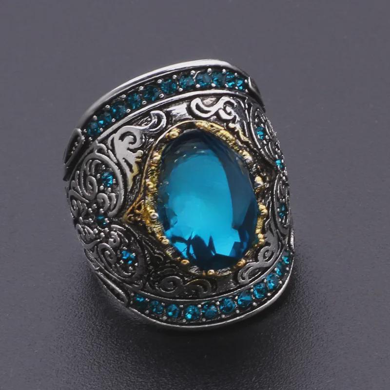 Bague ovale plaquée or couleur topaze pour homme