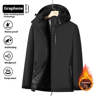 Cozy Up Graphene Jacke Herren Verdickte Warme Baumwolljacke Winddicht und Wasserdicht Outdoor Baumwolljacke