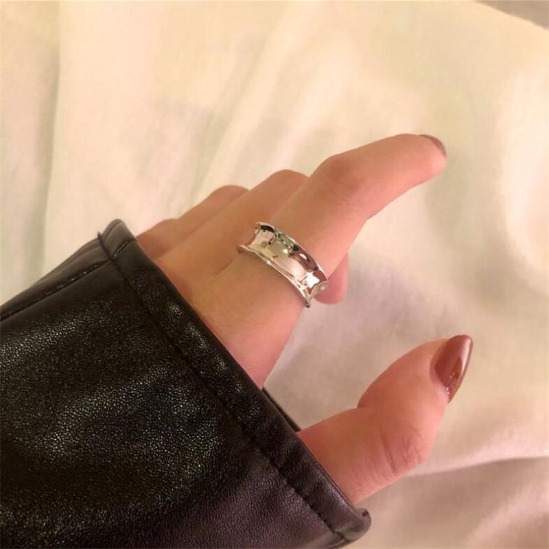 

New Fashion Simple Niche Irregular Concave 925 Sterling Silver Jewelry Personality Geometric Exquisite Opening Rings TYB394 серебряный