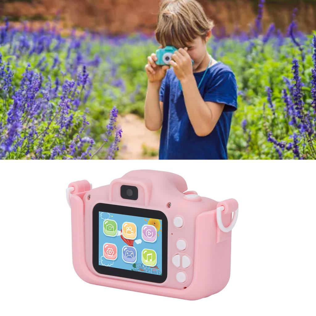 Kids Digital Camera 2.0 Inch IPS Screen Photo Video Recording Camera Silicone Case Cartoon Photograp