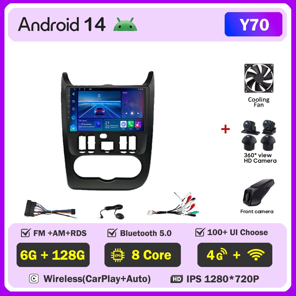 For Renault Logan 1 Sandero 2009-2015 Largus Dacia Duster Car Multimedia Video Player Touch Screen Android 14 Autoradio 5G Wifi