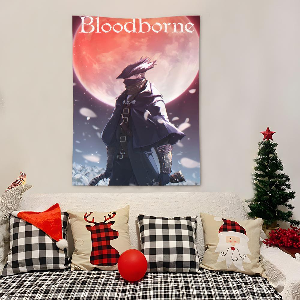 Game BBloodborne Tapestry Decoration Art Microfiber Background For Bedroom Living Bar Garden Outdoor Festival