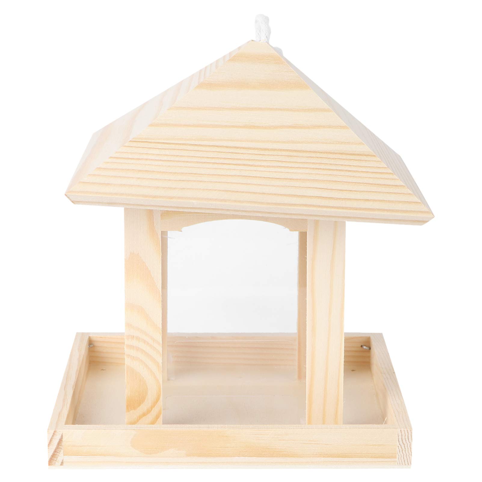 

POPETPOP Feeding Bowl Bird Bird Food Container Garden Hanging Bird Feeder Garden Craft (Wood Color)