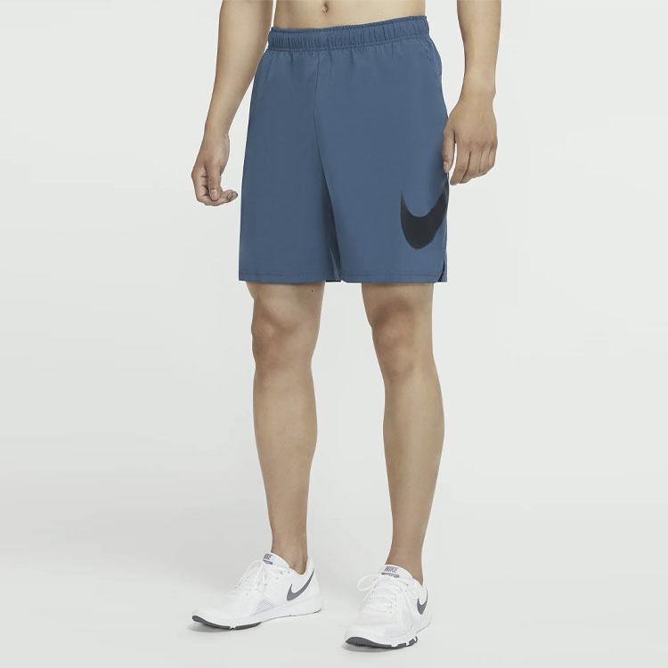 Nike Flex Logo Print Woven Training Shorts Men Bottoms Deep-Ocean-Blue CZ6371-469