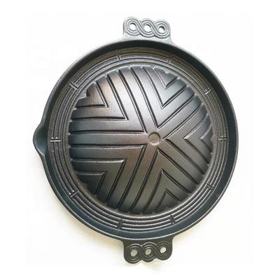 ZISIZ 27CM Cast Iron Genghis Khan Grill Pan
