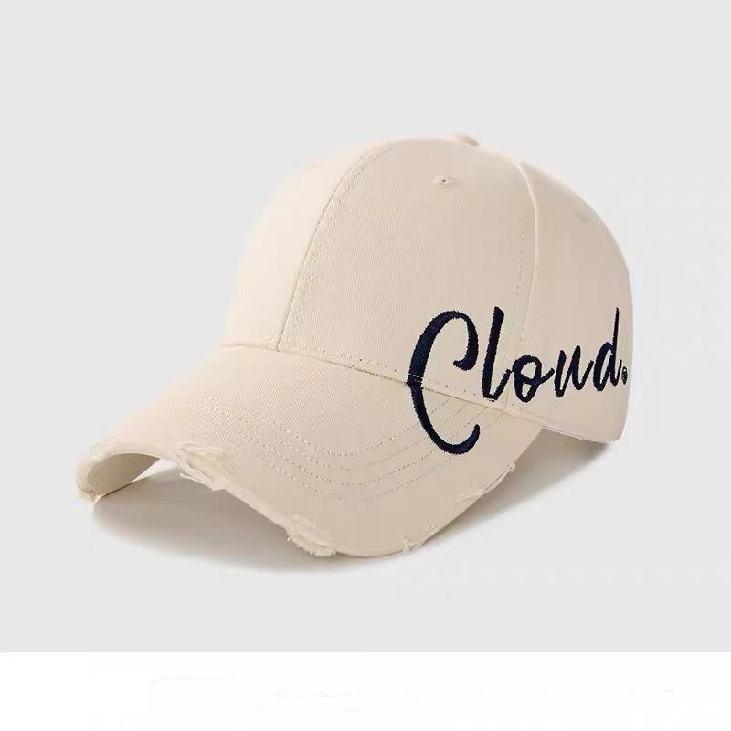 Letter hardtop baseball cap women's new black versatile big head circumference sunshade showing face small baseball cap tide