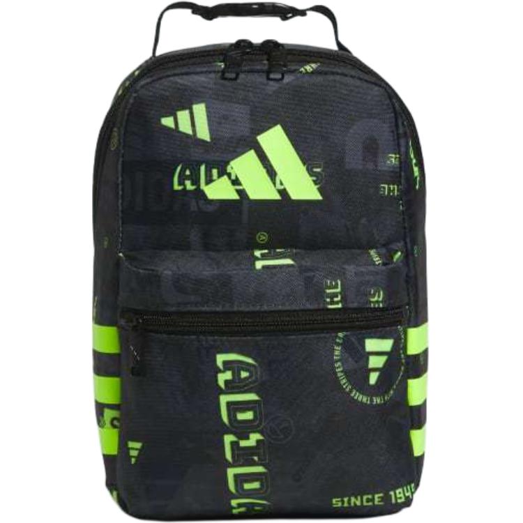 

Adidas Santiago 3 Logo Print Zipper Closure Contrast Design Handheld Travel Storage Bag Unisex Bags Black Green JK3488 Black & Green