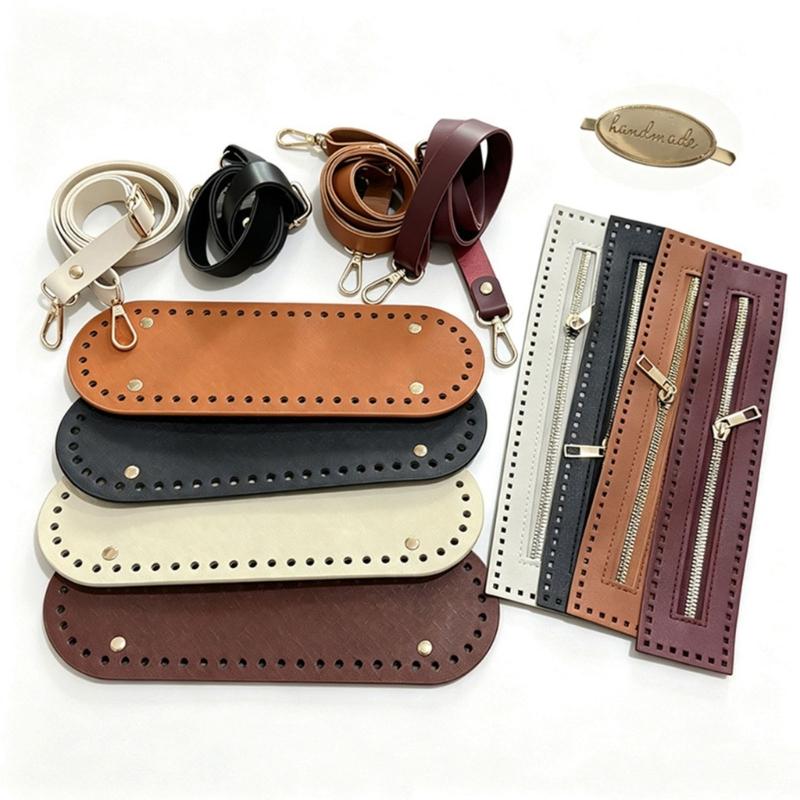 PU Bag Accessories Set Crochet Bag Bottom Shaper Pads Shoulder Strap For DIY Crafting And Fashionable Style Enhancement