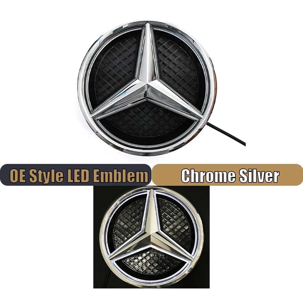 2025 Heißes Autoaufkleber Frontgrill Emblem Passend für Mercedes Benz GLC GLE GLS-Klasse X166 X253 Glänzender Stern Weiß Beleuchtetes Emblem