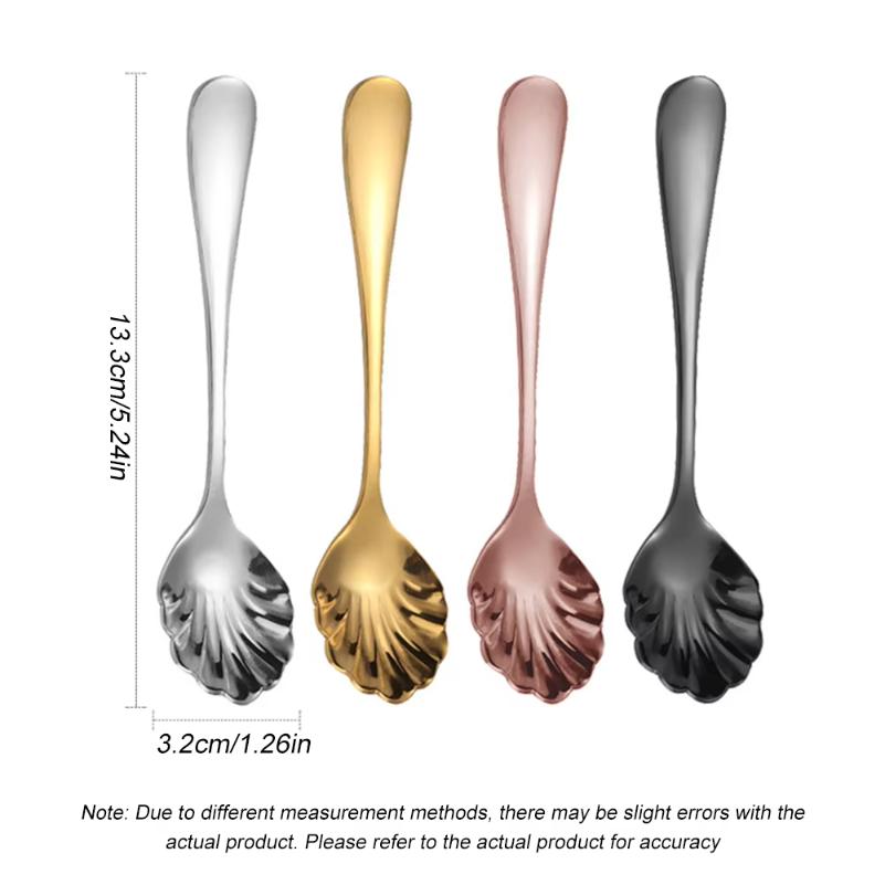 Dessert Stirring Spoon Stainless Steel Seashell Coffee Spoon Unique Design Espressos Teaspoon Set Elegant Afternoon Tea Present
